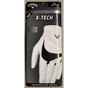 Callaway Golf Men's X-Tech Gloves -Size ML/Left - White/Black Performance Series